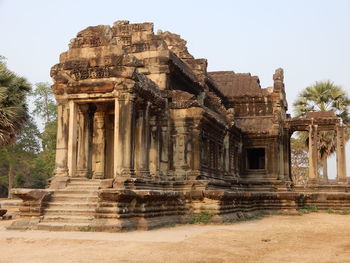 Old temple against clear sky