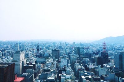 High angle view of cityscape against clear sky