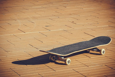 Professional skateboard posed on the floor