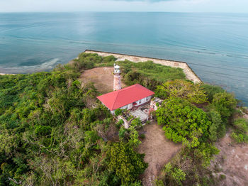 High angle view of beach against sky