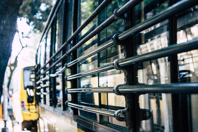 Close-up of bus window
