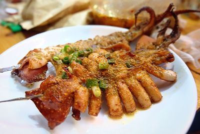 Close-up of food served in plate