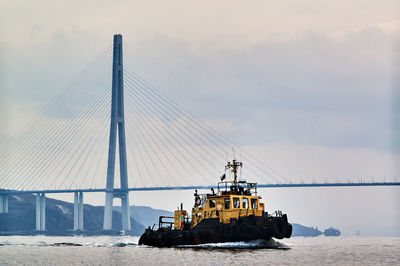 View of suspension bridge against sky