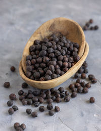 High angle view of coffee beans on table