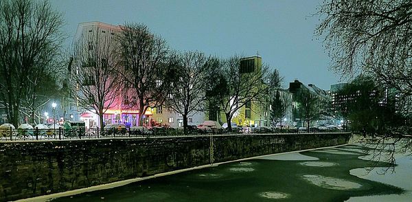 Illuminated building at night