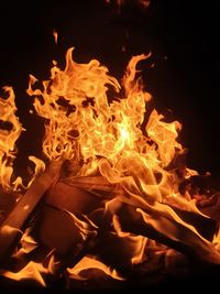 Close-up of fire in the dark