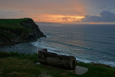 Scenic view of sea against sky during sunset