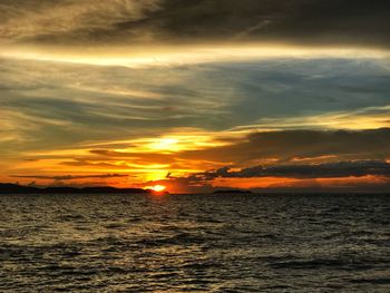 Scenic view of sea against sky during sunset