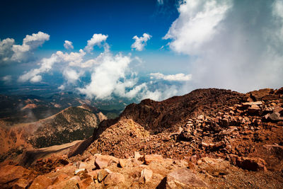 Panoramic view of rocky mountains against sky