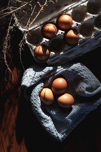 High angle view of fruits on table