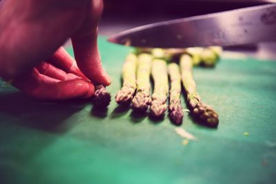 Close-up of person preparing food