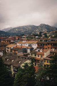 High angle view of townscape against sky