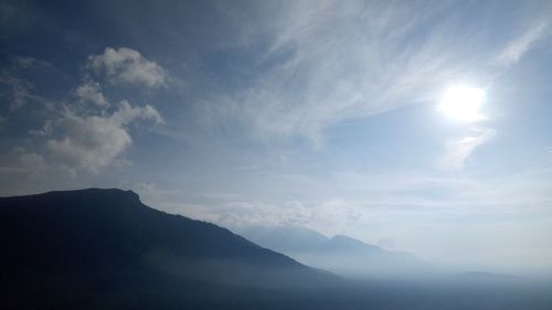 Scenic view of silhouette mountains against sky