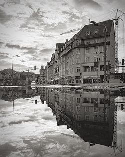 Reflection of buildings in water