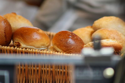 Close-up of breads in basket
