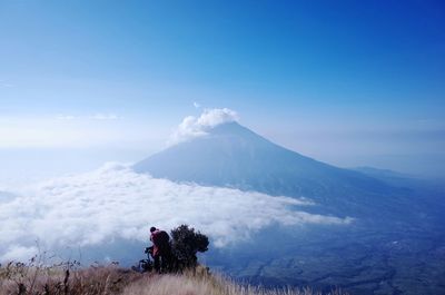 Scenic view of volcanic mountain against sky