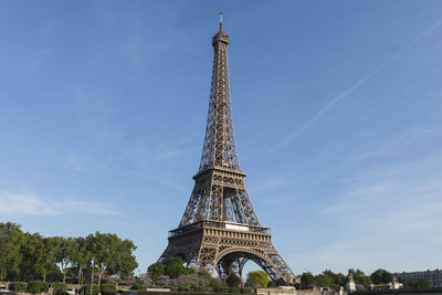 Low angle view of eiffel tower against sky