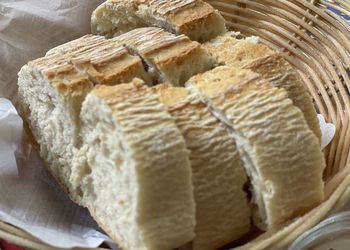 High angle view of bread in basket