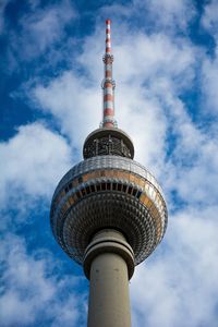 Low angle view of fernsehturm against sky