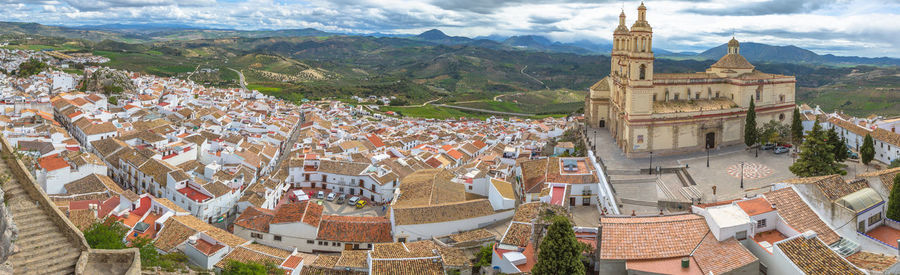 Panoramic view of cathedral and cityscape against sky