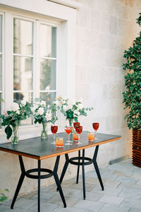 Empty chairs and table at home