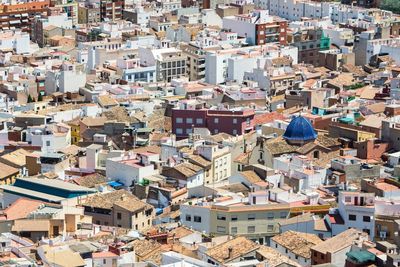 High angle view of cityscape against sky