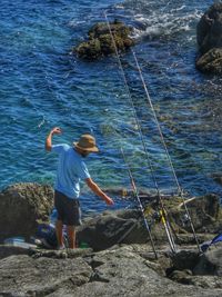 Full length of a boy in sea