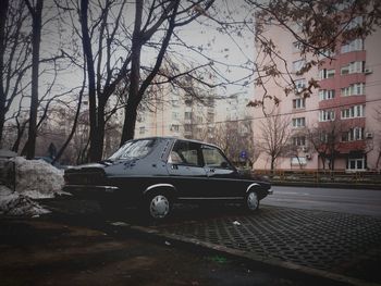 Cars parked on road