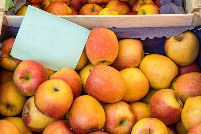 Full frame shot of apples in market