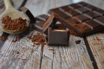 Close-up of chocolate cake on table