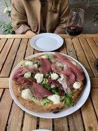 Midsection of food on table