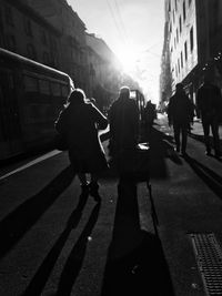 People walking on city street