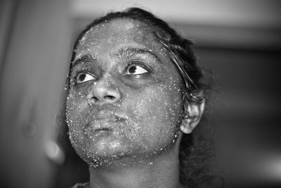 Close-up of woman wearing face mask