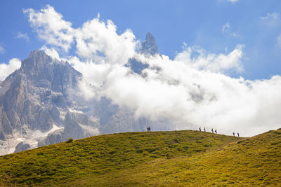 Low angle view of landscape against sky