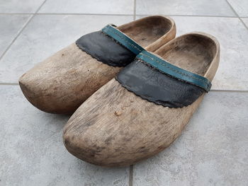 High angle view of shoes on table