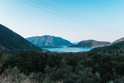 Scenic view of mountains against clear sky