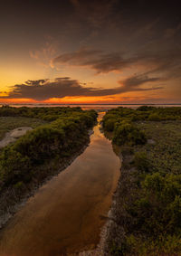 Scenic view of landscape against sky during sunset