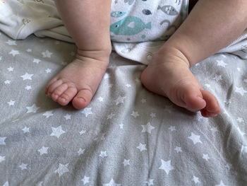 Closeup of cute newborn baby feet