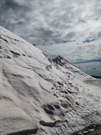 Scenic view of snowcapped mountain against sky