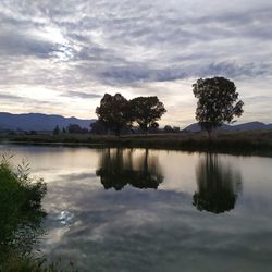 Scenic view of lake against sky