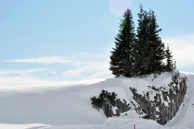 Scenic view of snow covered mountains