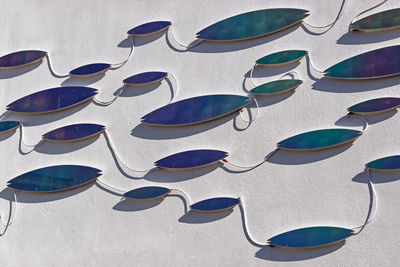 High angle view of sunglasses on wall