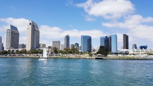 Modern buildings in city against sky