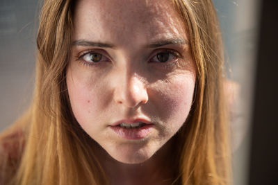 Close-up portrait of a beautiful young woman