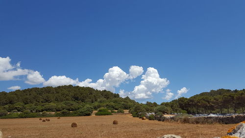 Scenic view of landscape against blue sky