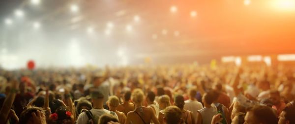 Crowd during music concert at night