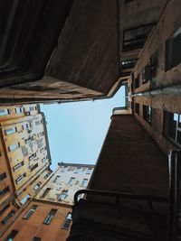 Low angle view of buildings against clear sky