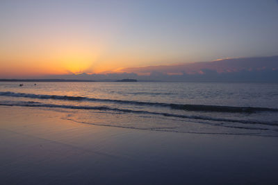 Scenic view of sea against sky at sunset