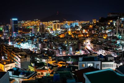 Illuminated cityscape at night