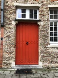 Closed door of building